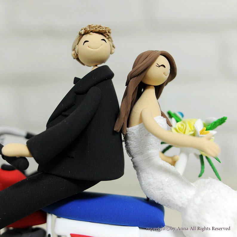 Cute couple on Bike custom wedding cake topper decoration gift keepsake image 3