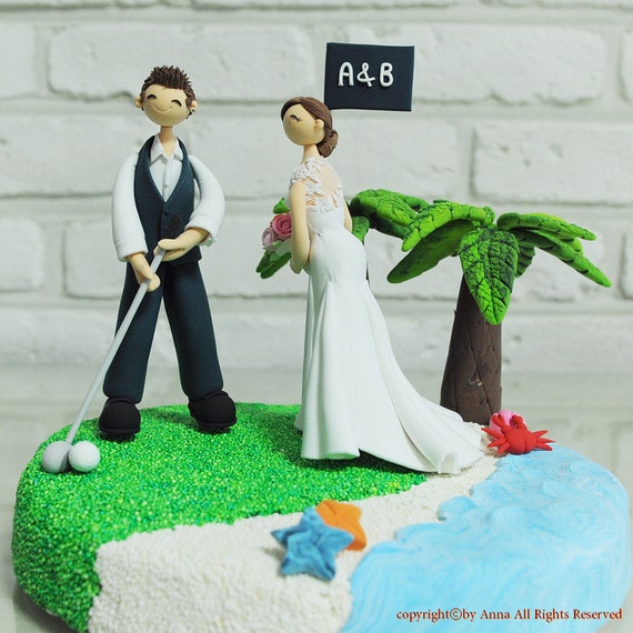 Plage De Golfeur Mariage Decoration De Gateau De Mariage Etsy