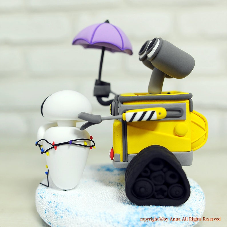 Custom Wedding Cake Topper Wall E, Eve theme image 3