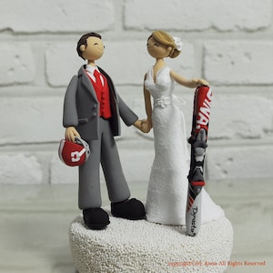 Football, ski mania custom wedding cake topper decoration image 1