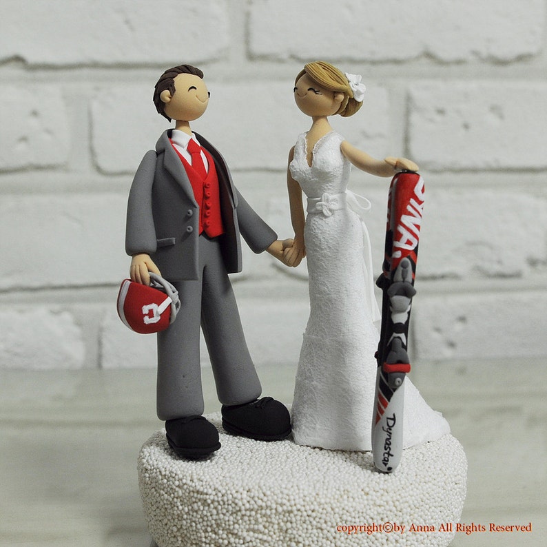 Football, ski mania custom wedding cake topper decoration image 1