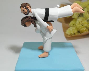 Jiu Jitsu couple wedding cake topper