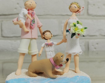 Beach, kids, renewing vows custom wedding cake topper decoration keepsake