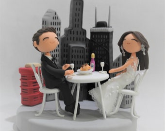 Chicago couple wedding cake topper