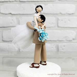 Custom Wedding Cake Topper Carrying bride to the happyland image 1