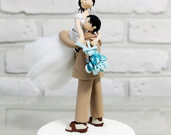 Custom Wedding Cake Topper - Carrying bride to the happyland -