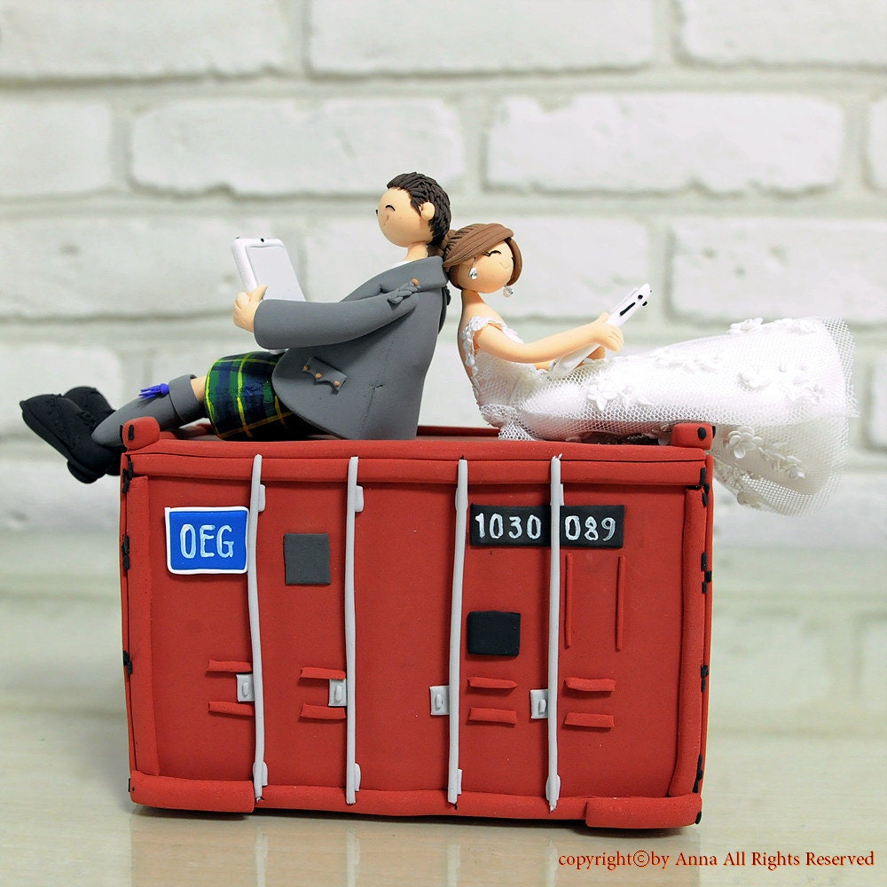 Logistics company worker custom wedding cake topper gift