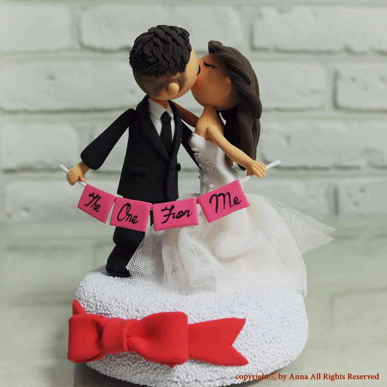 Lovely Kissing couple custom wedding cake topper image 2