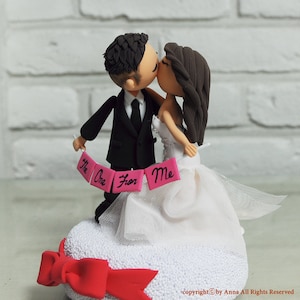 Lovely Kissing couple custom wedding cake topper image 1