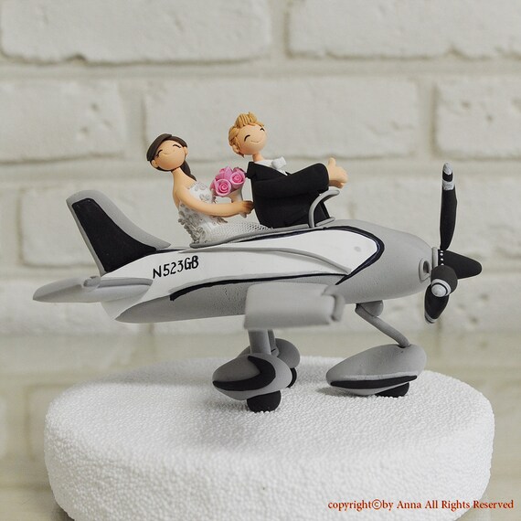 Topper De Gateau De Mariage Personnalise Theme Pilote Avion Etsy