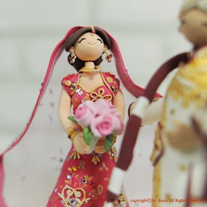 Custom Wedding Cake Topper Indian couple gift, decoration image 3
