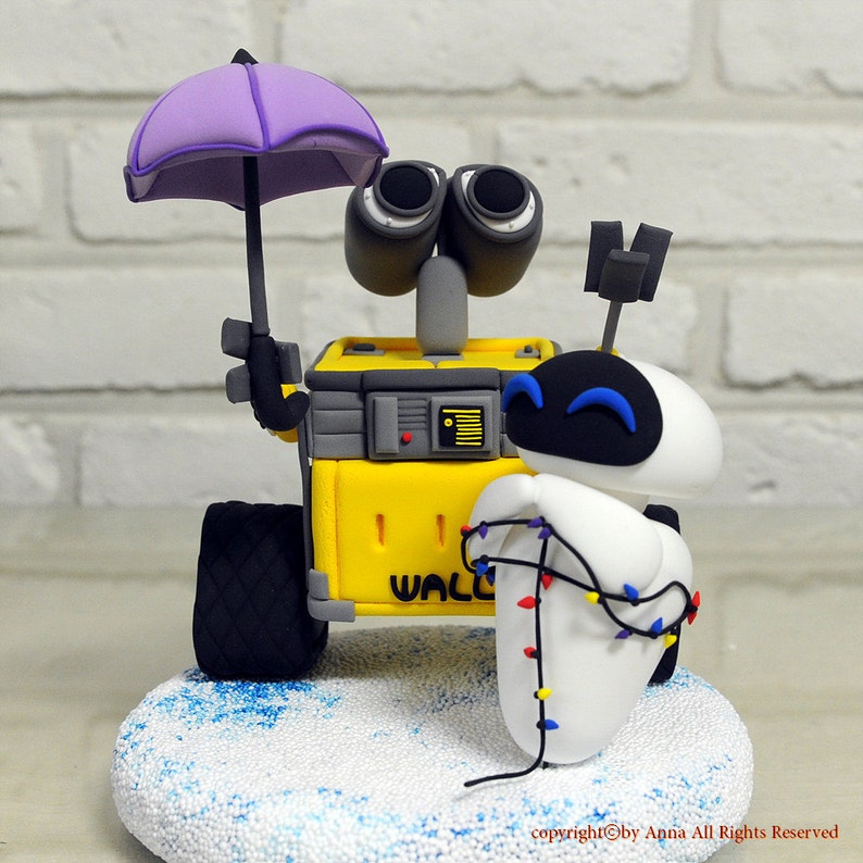 Custom Wedding Cake Topper Wall E, Eve theme image 1