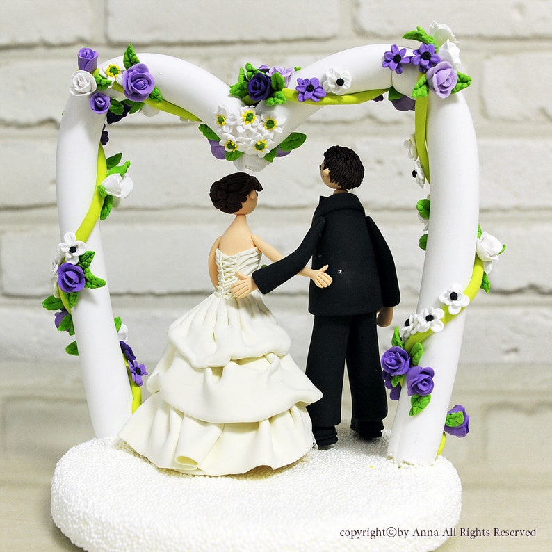 Flower arch heart shape wedding cake topper deco, gift image 5