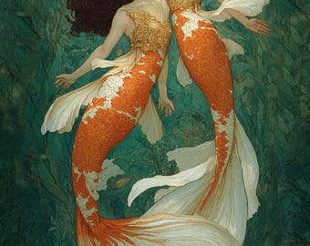Art Greeting Card - Sirens. Gay/ Lesbian Valentine's Day Card.