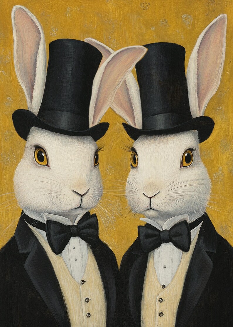 Lgbt Rabbits Gay / LGBT Wedding Card- White Rabbits - 5
