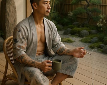 Imprimible digitalmente, Diseño moderno, Paz, Naturaleza, Sereno, Ambiente de patio, Matcha