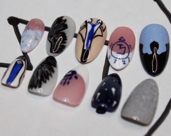 SUPERNATURAL Castiel angel themed press on nails
