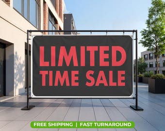 LIMITED TIME Sale Banner – 13oz Durable Vinyl Sign | Waterproof & UV-Resistant | Reusable Indoor Outdoor Business Promotion Sign.