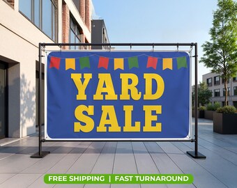 YARD SALE Banner – 13oz Durable Vinyl Sign | Waterproof & UV-Resistant | Reusable Outdoor Indoor Garage Sale Advertising Sign.