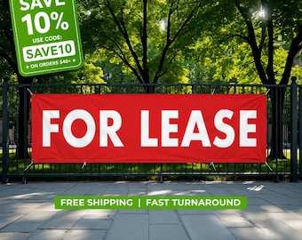For Lease Banner for Business | Commercial Property Sign | Custom Vinyl Banner | Real Estate Sign | Waterproof Outdoor Banner