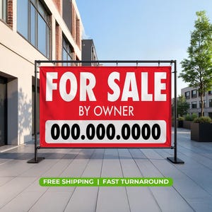 TE KOOP door eigenaar Banner – 13oz vinylbord | Waterdicht, uv-bestendig | Reclamebord voor buiten binnen: