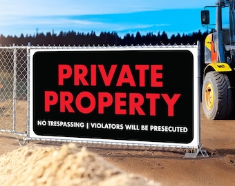 Personalized 'Private Property' Banner | Custom Vinyl Sign with Your Logo | 13oz Waterproof Heavy Duty | Pre-Designed & Modifiable Signage