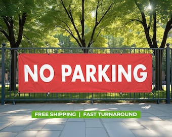 NO PARKING Banner – Durable Vinyl Sign | Waterproof UV-Resistant 13oz Outdoor & Indoor Use | Business, Lot, Safety Notice.