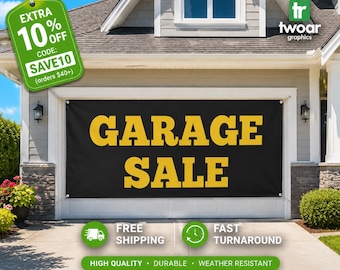 GARAGE SALE Banner – 13oz Durable Vinyl Sign | Waterproof, UV-Resistant | Reusable Outdoor Indoor Yard Sale Advertising Sign.