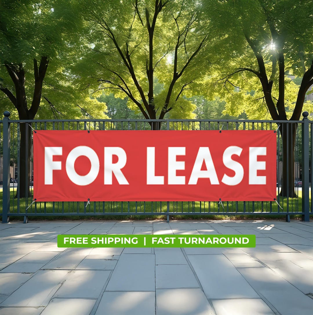 Example Leasing Sign Board Personalized 'FOR LEASE' Banner | Custom Vinyl Sign With Your Logo ...