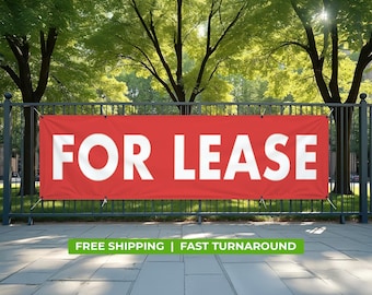 Personalized 'FOR LEASE' Banner | Custom Vinyl Sign with Your Logo | 13oz Waterproof Heavy Duty | Pre-Designed & Modifiable Signage