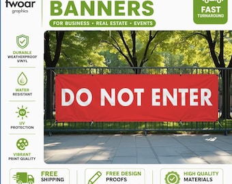 Do Not Enter Banner for Business | Private Property No Entry Sign | Custom Vinyl Banner with Logo | Outdoor Durable Waterproof Sign