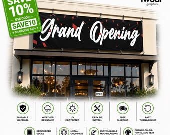 Custom Grand Opening Vinyl Banner – Heavy Duty, Waterproof Business Sign