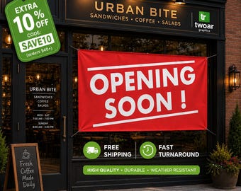 OPENING SOON Banner – 13oz Durable Vinyl Sign | Waterproof UV-Resistant | Indoor Outdoor Business Advertising Sign