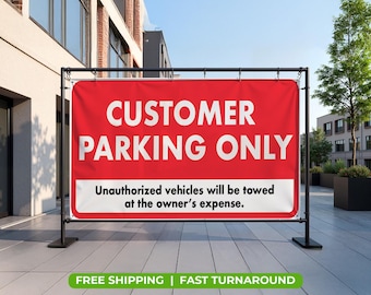 CUSTOMER PARKING Only Banner – 13oz Durable Vinyl Sign | Waterproof UV-Resistant | Outdoor Indoor Business Parking Lot Sign.