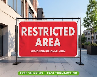 RESTRICTED AREA Banner – Durable 13oz Vinyl Sign | Waterproof UV-Resistant | Indoor Outdoor Safety Warning Notice