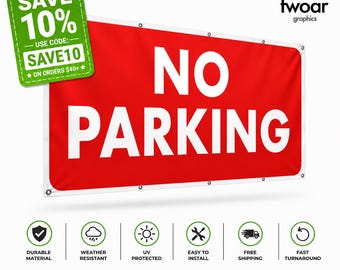 NO PARKING Banner Sign – Heavy Duty Vinyl, Waterproof, UV Protected, Outdoor Business Lot Use