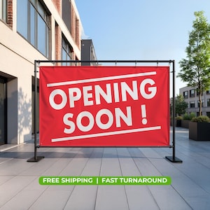 OPENING SOON Banner – 13oz Durable Vinyl Sign | Waterproof UV-Resistant | Indoor Outdoor Business Advertising Sign