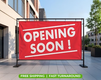 OPENING SOON Banner – 13oz Durable Vinyl Sign | Waterproof UV-Resistant | Indoor Outdoor Business Advertising Sign