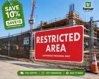 RESTRICTED AREA Banner – Durable 13oz Vinyl Sign | Waterproof UV-Resistant | Indoor Outdoor Safety Warning Notice