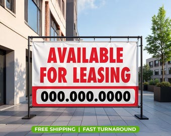 Personalized 'Available for Leasing' Banner | Custom Vinyl Sign | 13oz Waterproof Heavy Duty | Pre-Designed & Modifiable Signage