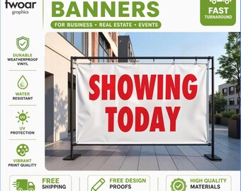 Cartel de "Hoy se muestra" para bienes raíces / Cartel de "Casa abierta" / Letrero para agente inmobiliario / Letrero de "Propiedad en venta" / Cartel de vinilo personalizado para exteriores