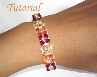 Bracelet Pattern Beading Tutorial - Beaded Chained Petunias Bracelet Tutorial Crystal Bicones Bracelet Easy To Learn Rainbow Beads Weave