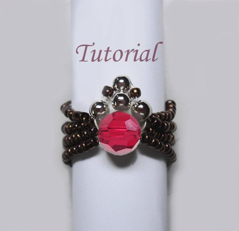 Beading Tutorial Beaded Spider Ring Pattern, Ring Tutorial, Beaded Ring, Easy Beading, Seed Beads Beading Ring image 4