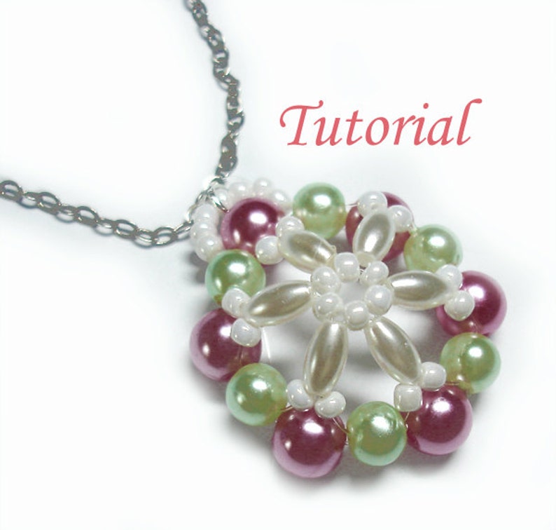 Beading Tutorial Beaded Snowflake Poinsettia Pendant Christmas Gift Xmas Beaded Ornament Handmade Jewelry for Christmas Snowflake Pendant image 1