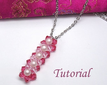 Bead Beading Tutorial - Beaded Cherry Blossoms Bar Pendant