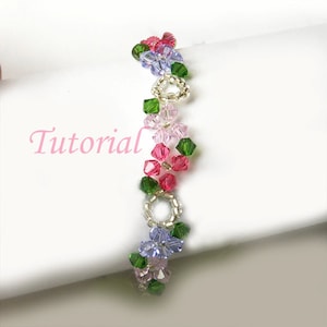 Beading Tutorial Pattern - Beaded Floral Concerto Flower Bracelet Pattern Wavy Design Pattern PDF Downloadable Tutorial Beading Pattern