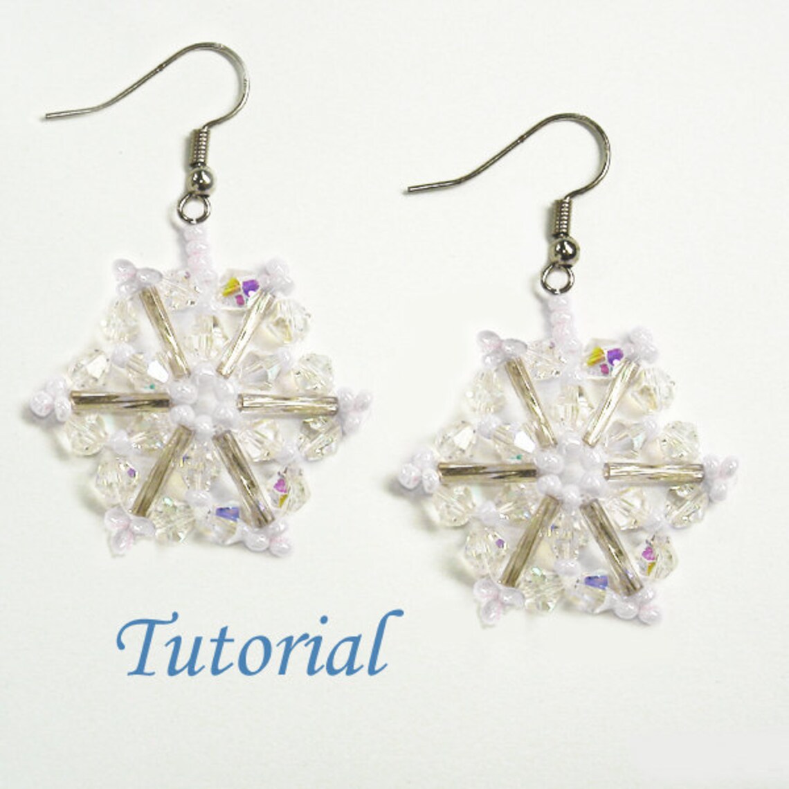Beading Tutorial - Beaded Pink Christmas Snowflake Earrings Pattern - Etsy