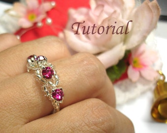 Beading Tutorial - Beaded Ripples Of Gems Ring Pattern