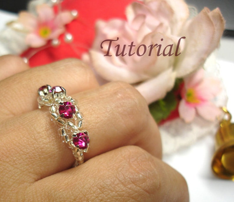 Beading Tutorial Beaded Ripples Of Gems Ring Pattern image 1