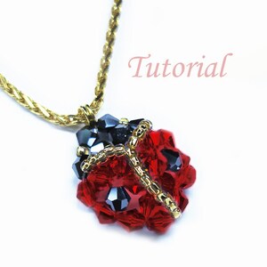 Beading Tutorial Beaded LadyBug Pendant Pattern Ladybird Tutorial Beaded Pendant Pattern Crystal Pendant Tutorial Pendant Instructions image 2